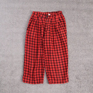 Women's Deer And Flyer Small 26x17 Red Plaid Baggy Cropped Pants